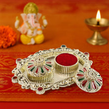 Meenakari Roli–Chawal Pooja Thali -  (1 Pc / Mix design)