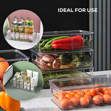 Plastic Refrigerator Organizer Bins, 1 Stackable Fridge Organizers with Handle, Clear Organizing Food Fruit Vegetables Pantry Storage Bins for Freezer kitchen Cabinet Organization and Storage (1 Pc Mix Color)