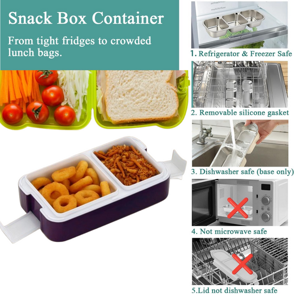 Leak-Proof Airtight Lunch Box with Spoon, 2 Compartments