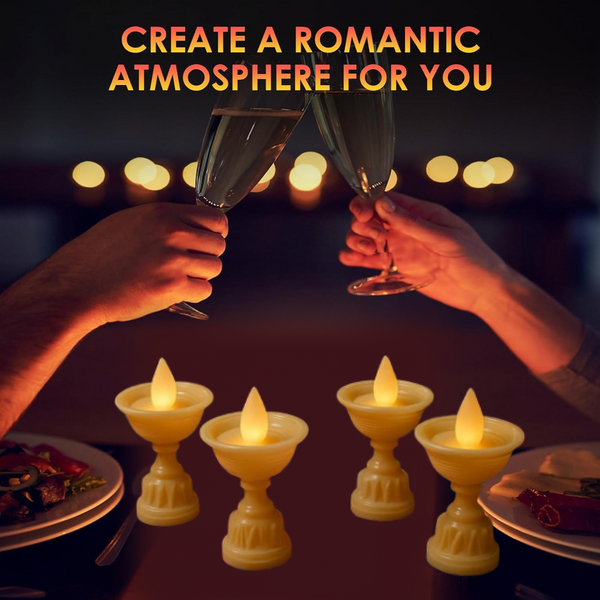 Set of 8 White Water Sensor LED Diyas