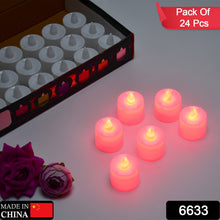 Red LED Tealights Smokeless Flameless Candles for Home Decor, Diwali (24 Pcs)