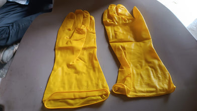 2 pair med yellow gloves For Types Of Purposes Like Washing Utensils, Gardening And Cleaning Toilet Etc.
