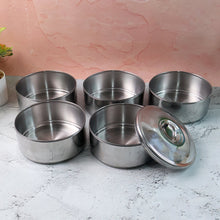 5 Compartment Lunch Box (Stainless Steel): Round Tiffin, Leakproof (16x5
